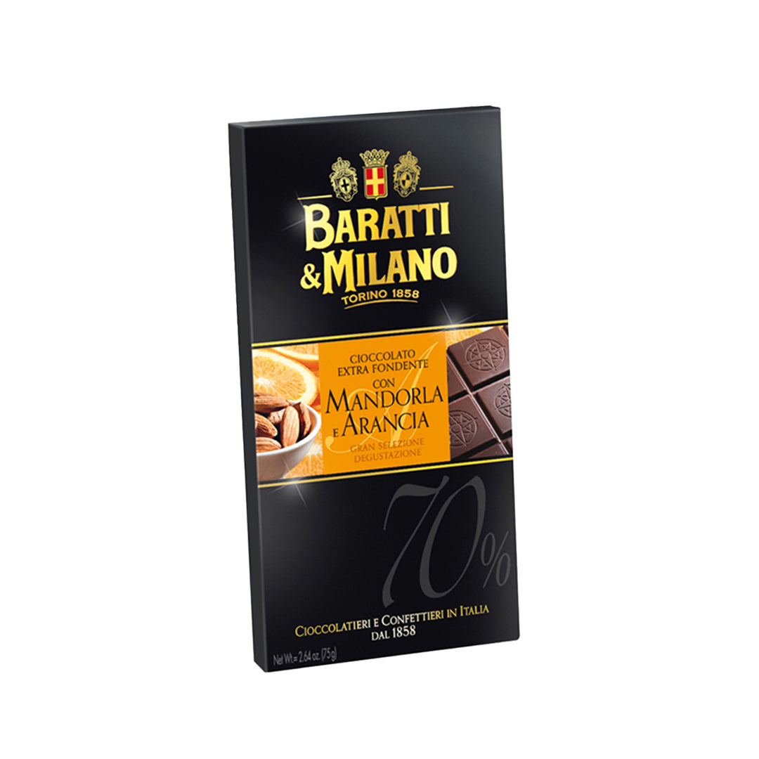 Extra Dark Chocolate 70% with Almond & Orange  75g