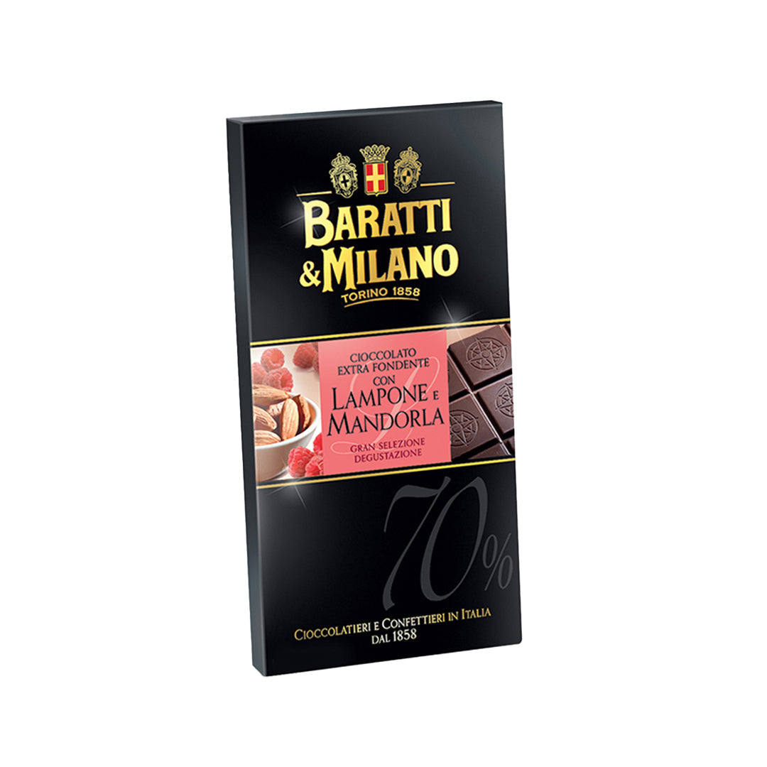 Extra Dark Chocolate 70% with Raspberry & Almond  75g