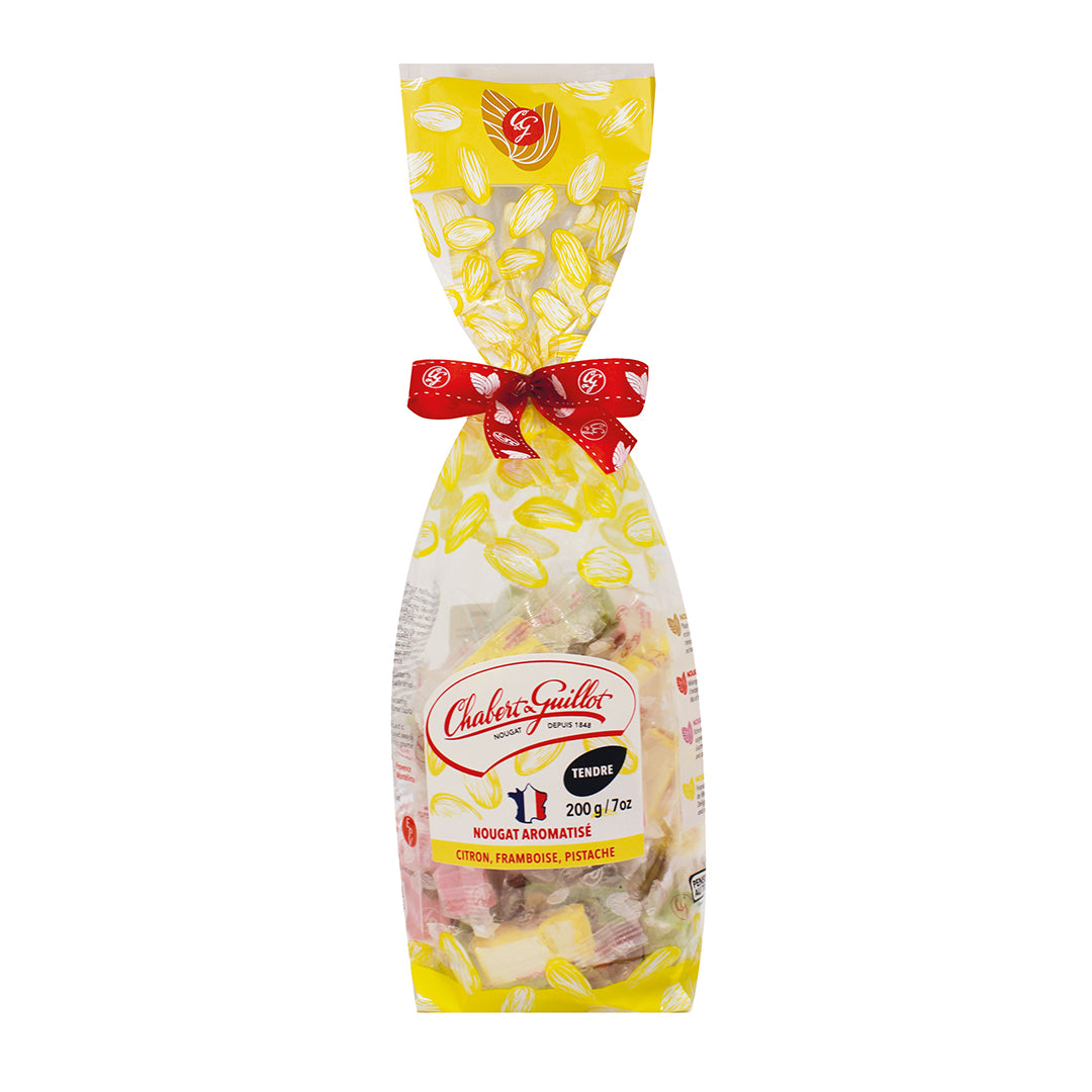 Nougat Aromatisé Citron, Framboise & Pistache 200g